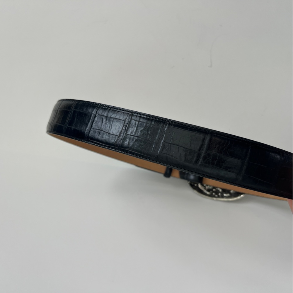 Vintage Brighton 1995 Cherubs Angels Croc Black Belt, Size Large - Picture 4 of 5